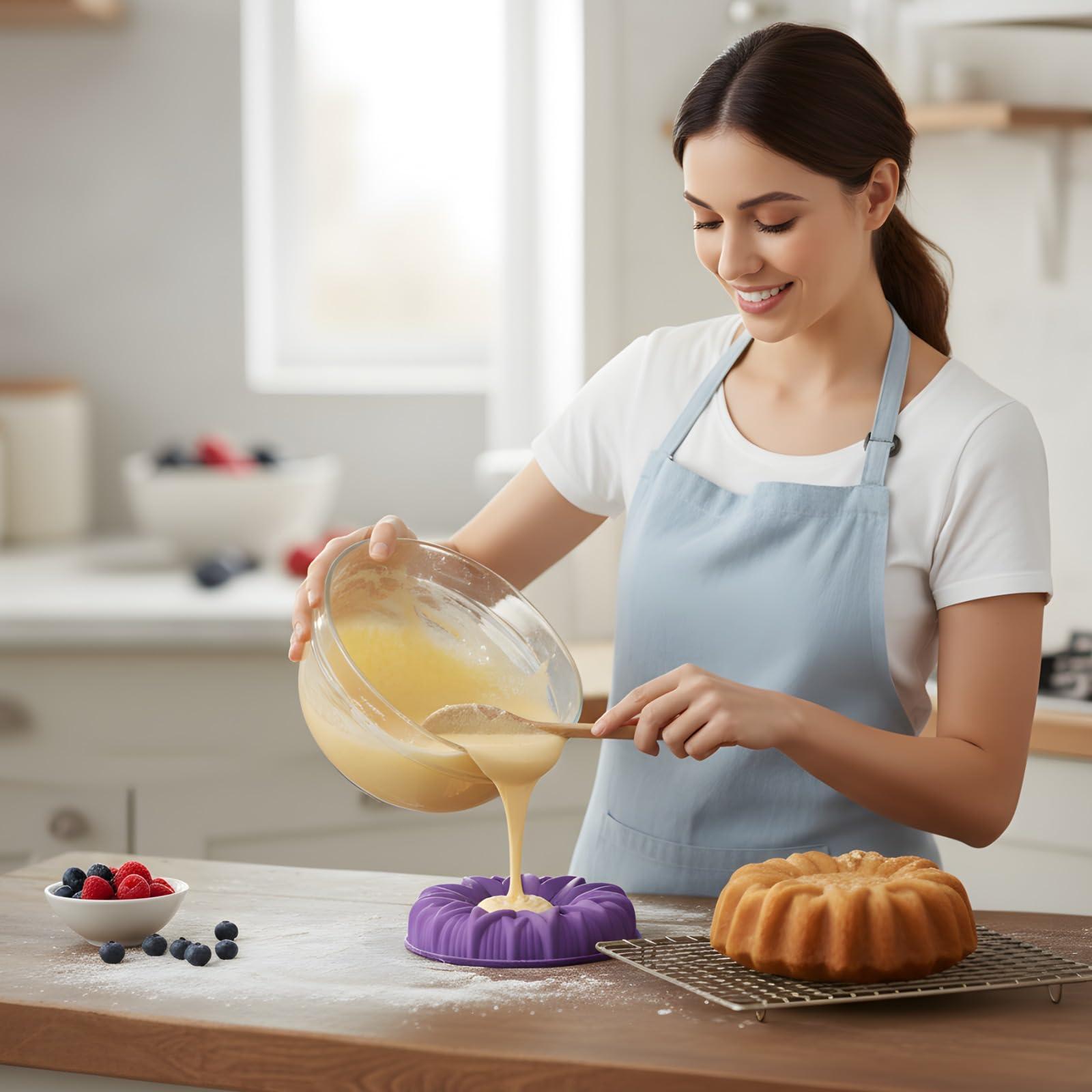 Snyter Pe Snyter Microwave Oven Cake Baking Silicone Pan Tray Mold Bakeware For Chocolate Brownies And Fruit Cakes,(Flower Shape - 02)