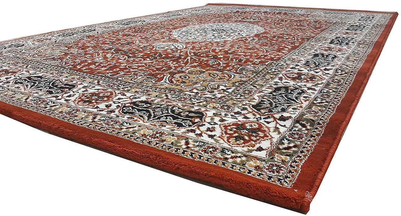 Kismat Carpet Kismat Carpet Luxury 1 Inch Thickness Approx & Extra Soft Touch Beautiful Kashmiri Design Carpets for Living Room Bedroom & Home Washable Rug 2 x 6 Feet Orange Color