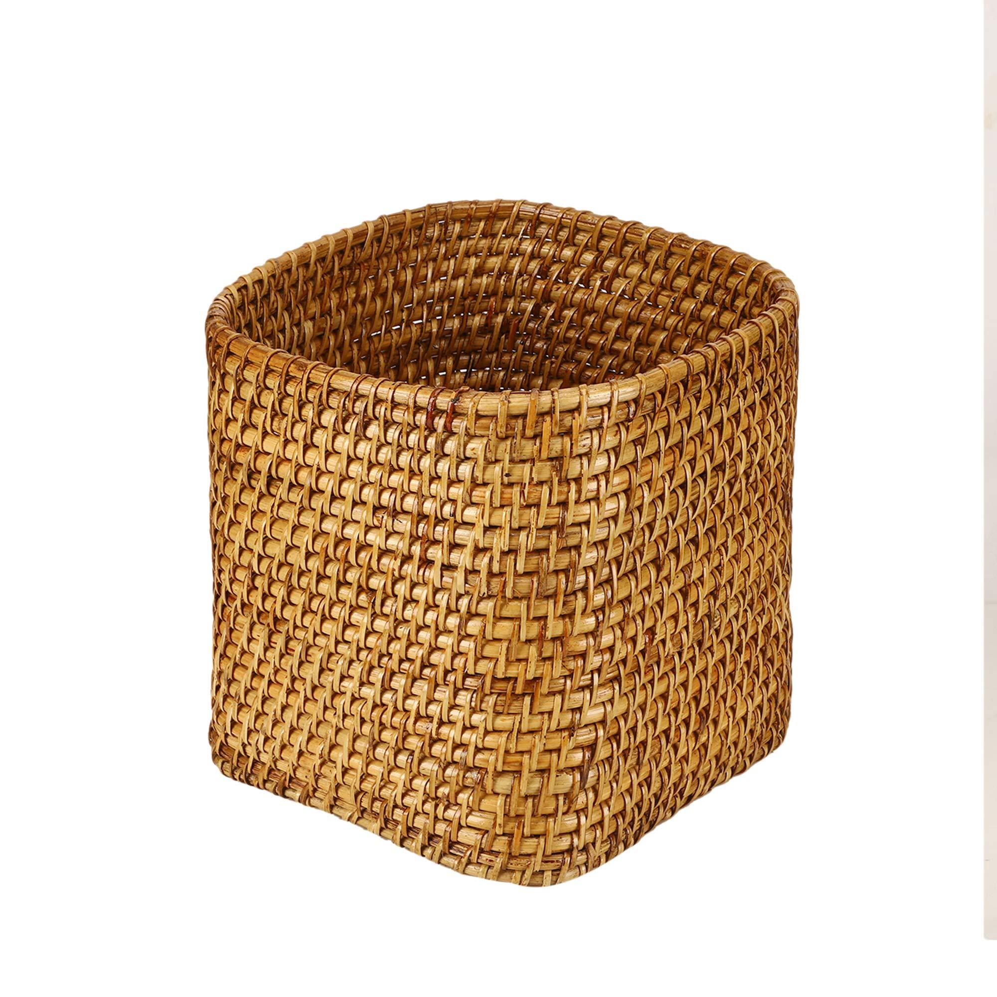 AKWAY AKWAY Square Rattan Wicker Planter Cum Storage Basket for Indoor Outdoor Garden Patio Terrace Balcony Table Shelf, Storage Basket for Table and Shelf (Plant not Included) (10 x 10 x 10)