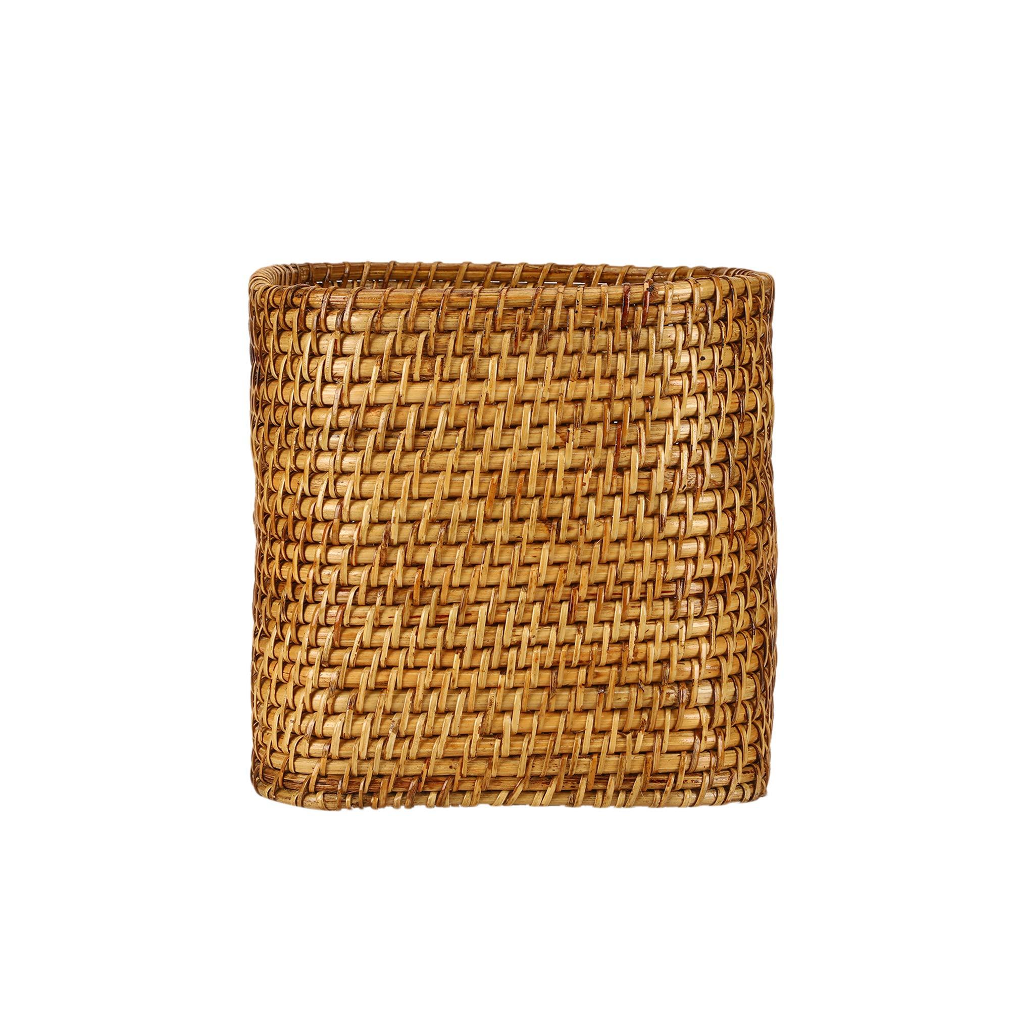 AKWAY AKWAY Square Rattan Wicker Planter Cum Storage Basket for Indoor Outdoor Garden Patio Terrace Balcony Table Shelf, Storage Basket for Table and Shelf (Plant not Included) (10 x 10 x 10)