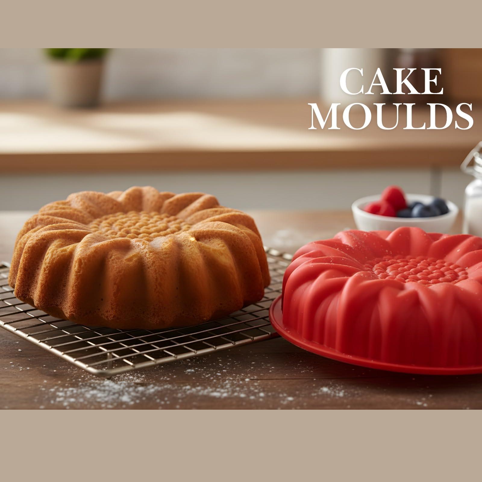 Snyter Pe Snyter Microwave Oven Cake Baking Silicone Pan Tray Mold Bakeware For Chocolate Brownies And Fruit Cakes,(Flower Shape - 02)