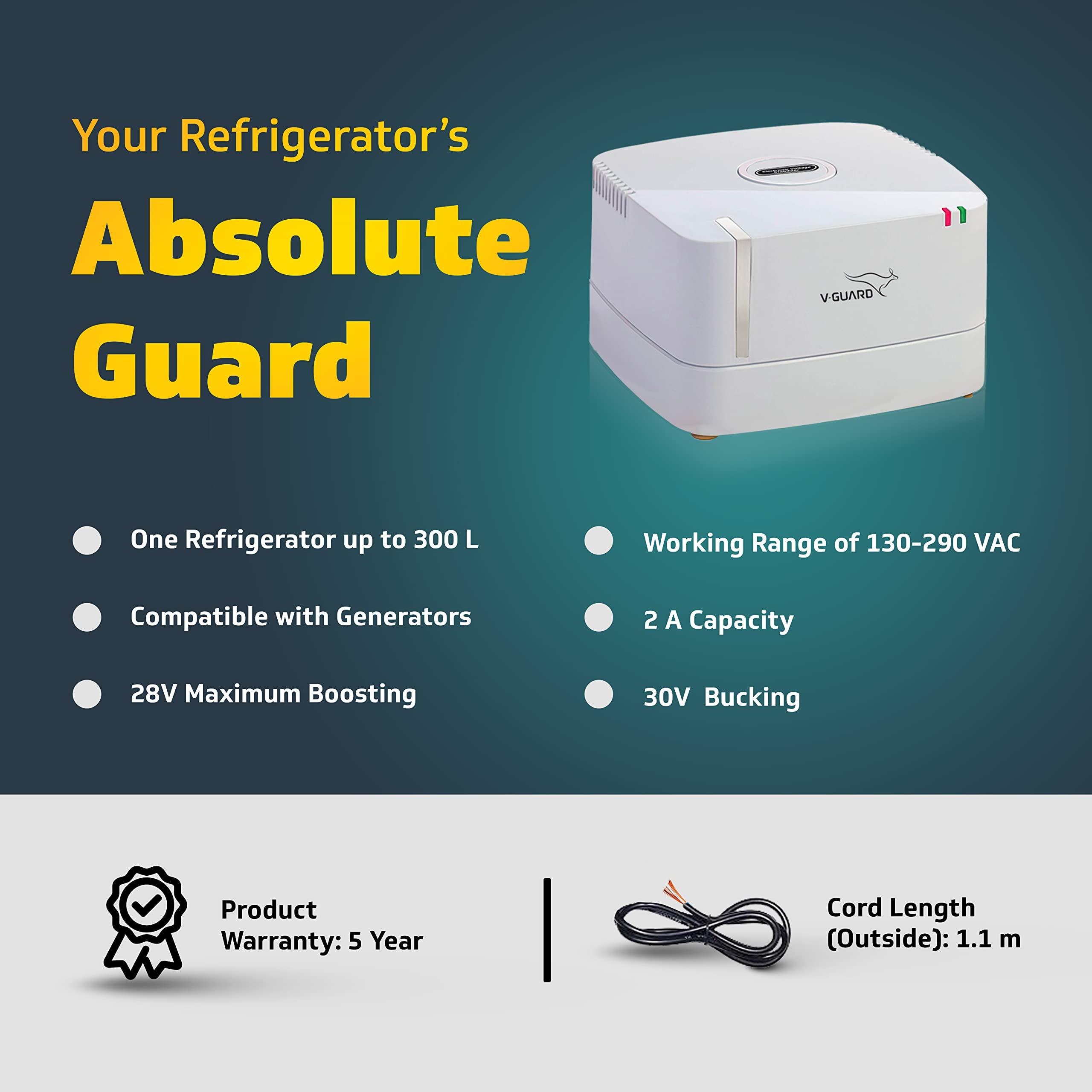 V-Guard V-Guard VGSD 50 Supreme Stabilizer for Refrigerator up to 300 L | Advance Overheat Protection | 2 A Capacity | Convenient LED Indicator | 5 Year Warranty | Grey (Working Range:130-290 VAC)