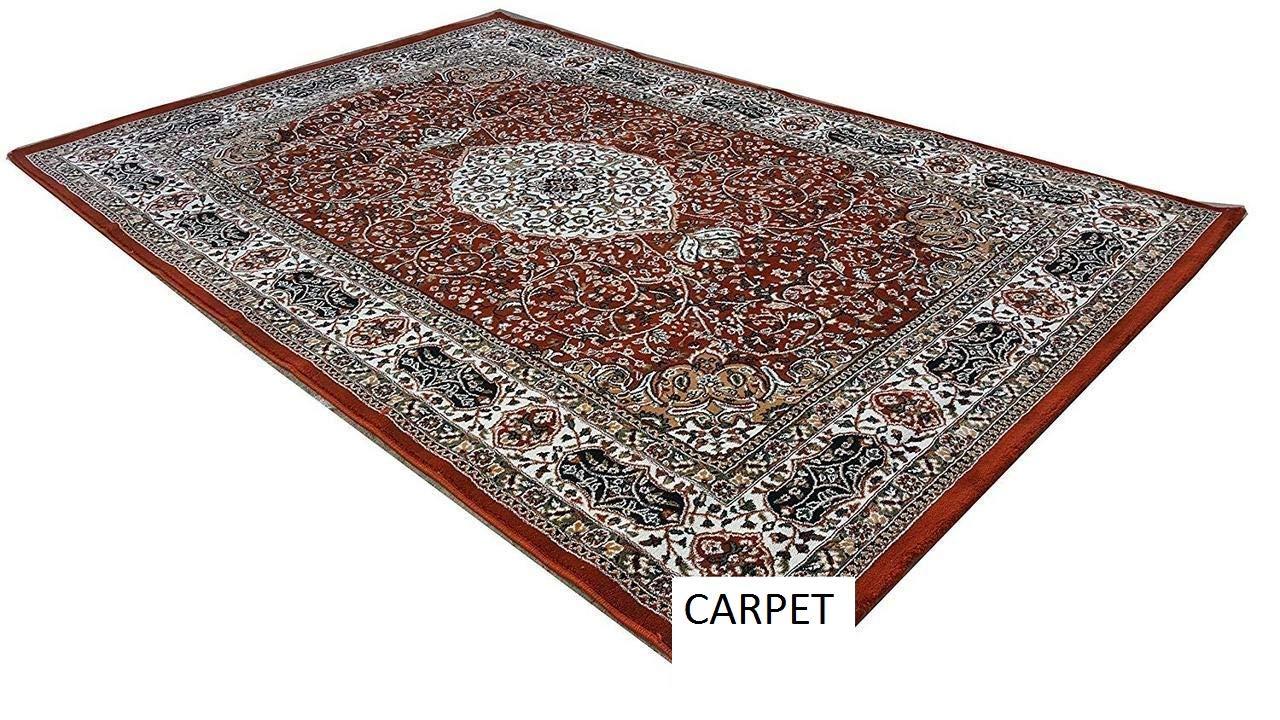 Kismat Carpet Kismat Carpet Luxury 1 Inch Thickness Approx & Extra Soft Touch Beautiful Kashmiri Design Carpets for Living Room Bedroom & Home Washable Rug 2 x 6 Feet Orange Color
