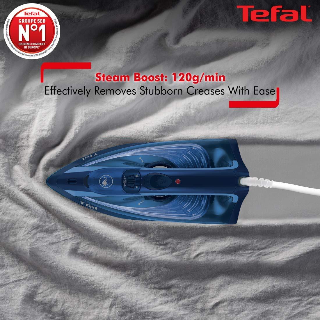 Tefal Tefal Maestro Plus Steam Iron | No.1 Ironing Brand in Europe | 2200W | XL Ceramic Soleplate | Anti-Calc | 120g/min Boost | 35g/min Continuous Steam | Blue | 2-Year Warranty
