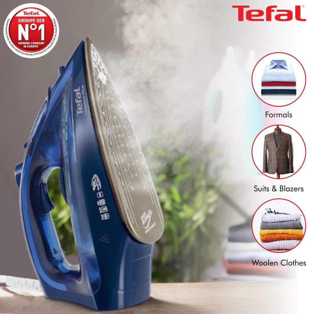 Tefal Tefal Maestro Plus Steam Iron | No.1 Ironing Brand in Europe | 2200W | XL Ceramic Soleplate | Anti-Calc | 120g/min Boost | 35g/min Continuous Steam | Blue | 2-Year Warranty