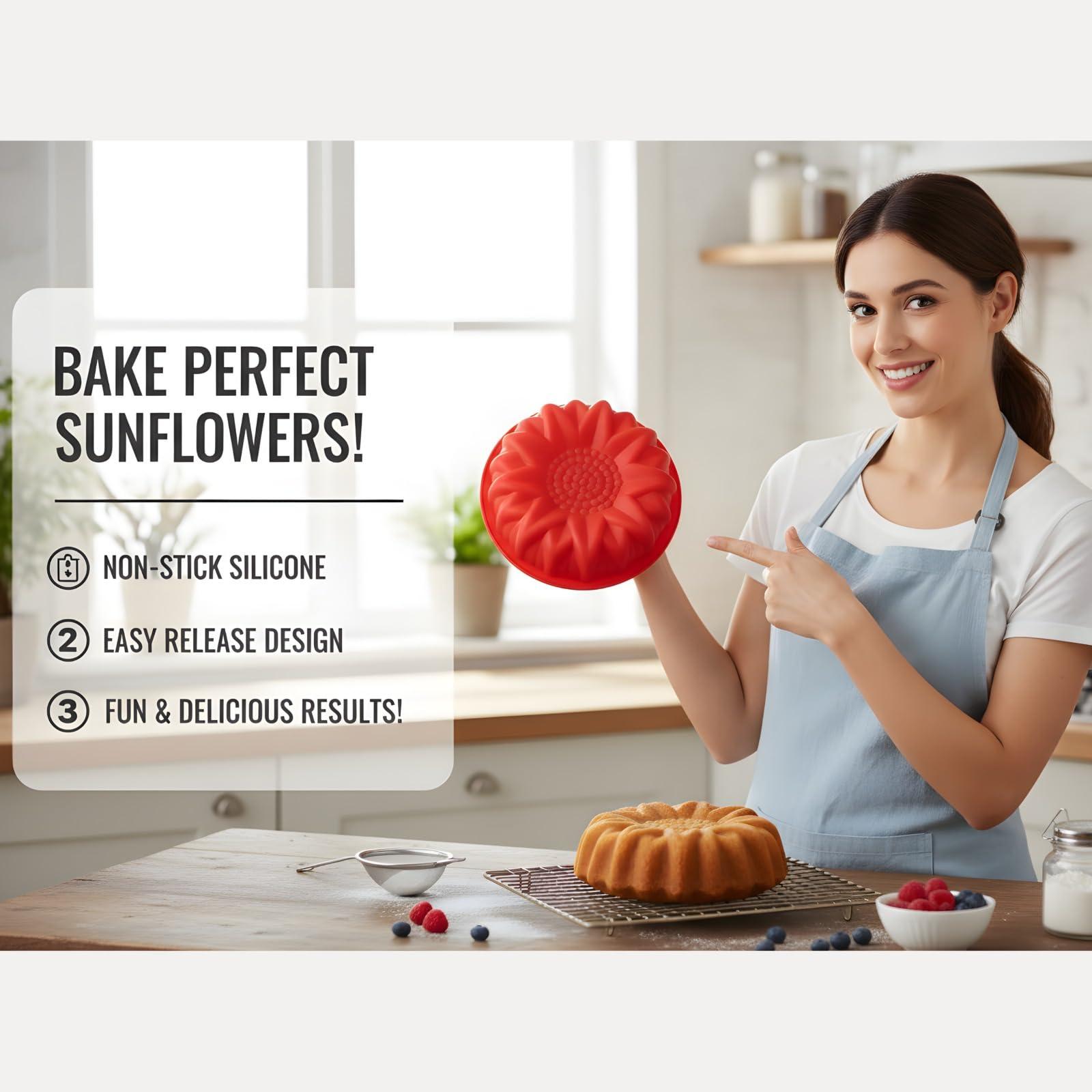 Snyter Pe Snyter Microwave Oven Cake Baking Silicone Pan Tray Mold Bakeware For Chocolate Brownies And Fruit Cakes,(Flower Shape - 02)