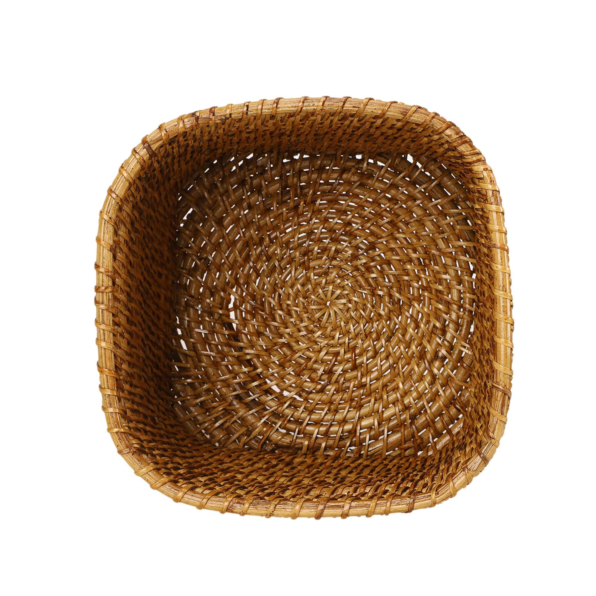 AKWAY AKWAY Square Rattan Wicker Planter Cum Storage Basket for Indoor Outdoor Garden Patio Terrace Balcony Table Shelf, Storage Basket for Table and Shelf (Plant not Included) (10 x 10 x 10)