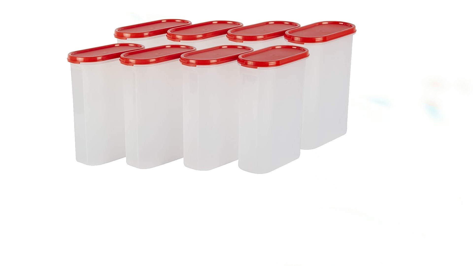 Cutting EDGE Cutting EDGE 2400ml Modular Plastic Container Set of 8, BPA-Free & Leak-Proof, Stackable & Nestable, Reusable Food Organizers For Kitchen, Pantry, Fridge & Meal Prep (Red)