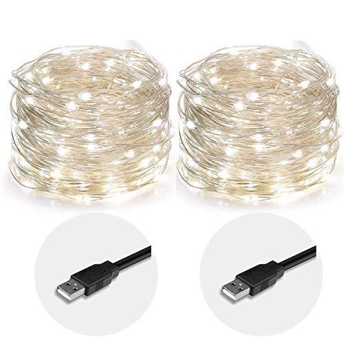 MANSAA MANSAA Lights for Decoration | 18 Months Warranty | 10 Meter, 100 LEDs | Fairy Lights for Room Decoration, Led Lights for Decoration, Decoration Light, String Lights, USB Operated (White, Pack of 2)